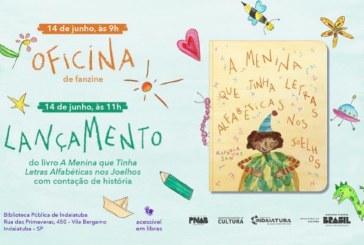 Oficina, contação de história e lançamento do livro “A menina que tinha letras alfabéticas nos joelhos”
